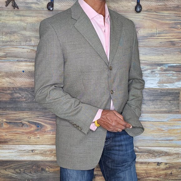 Joseph Abboud USA 100% Wool Brown Geometric Blazer Sport Jacket Size 40R - Picture 4 of 11